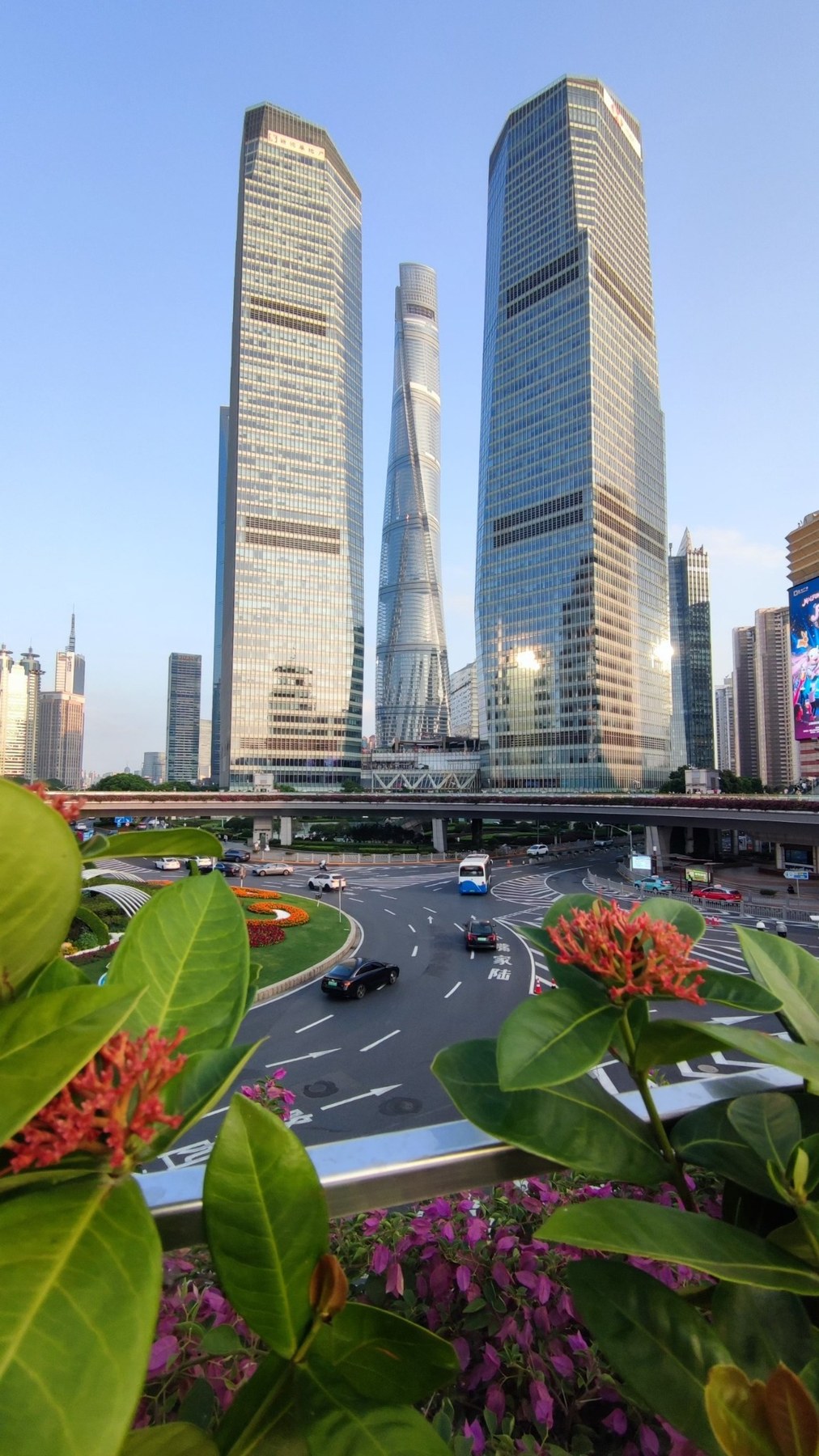 Shanghai Tower zwischen Hochhäusern in Lujiazui